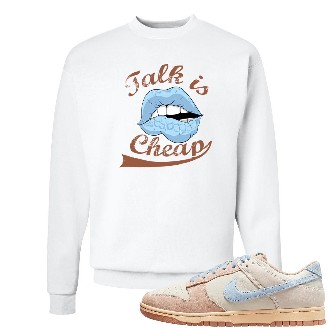 Light Armory Blue Low Dunks Crewneck Sweatshirt | Talk Lips, White