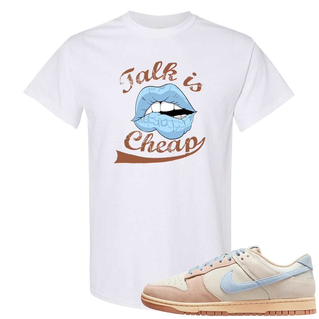Light Armory Blue Low Dunks T Shirt | Talk Lips, White