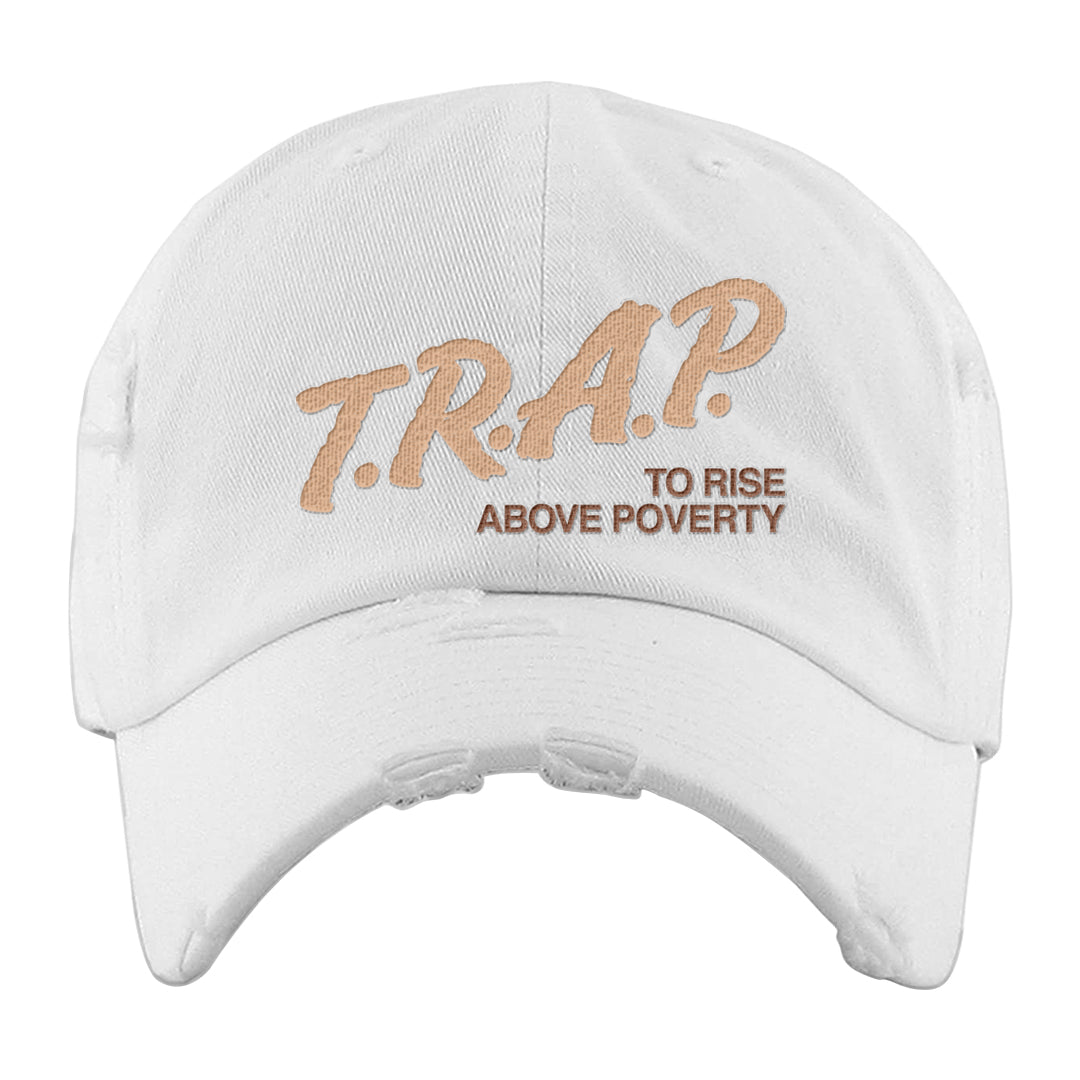 Light Armory Blue Low Dunks Distressed Dad Hat | Trap To Rise Above Poverty, White