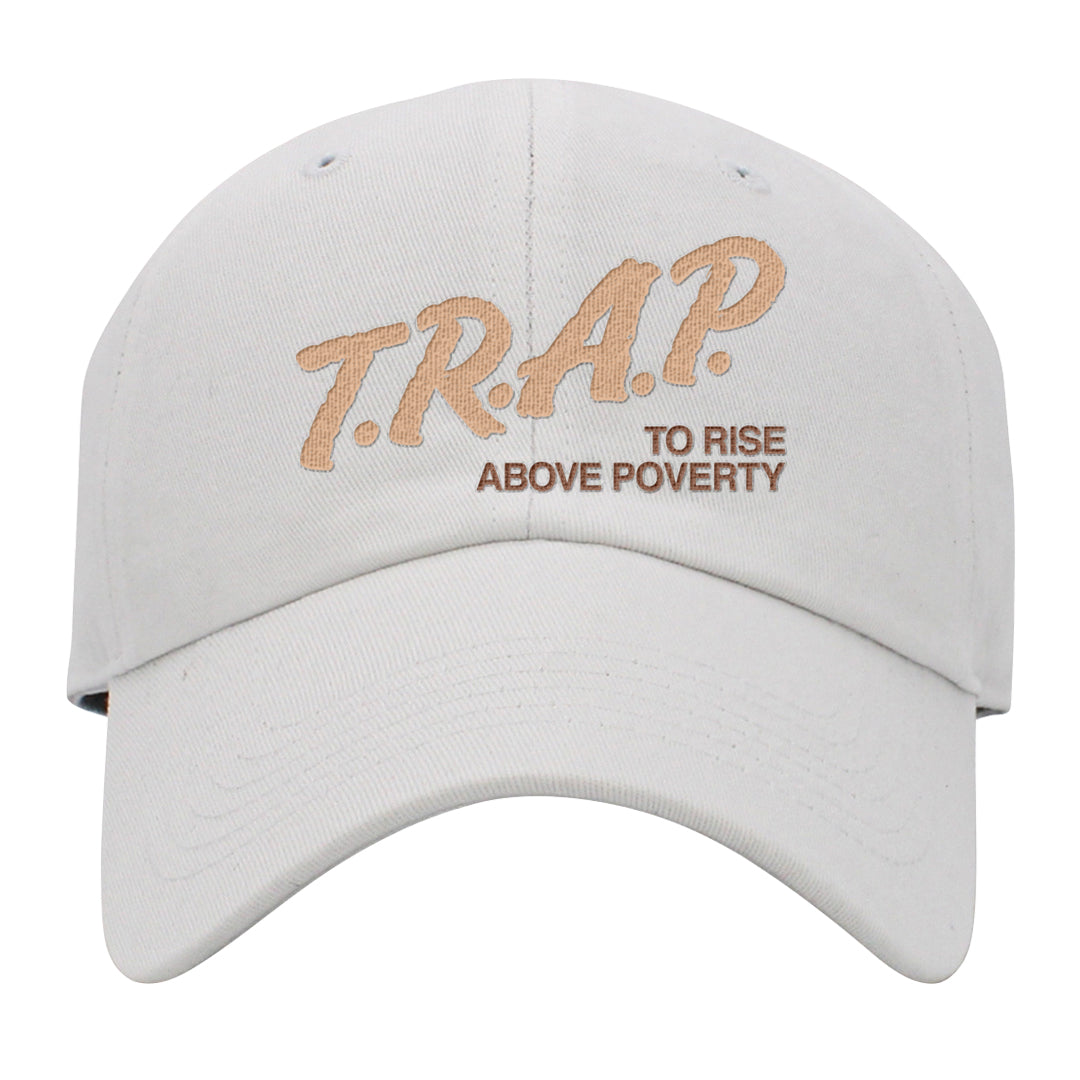 Light Armory Blue Low Dunks Dad Hat | Trap To Rise Above Poverty, White