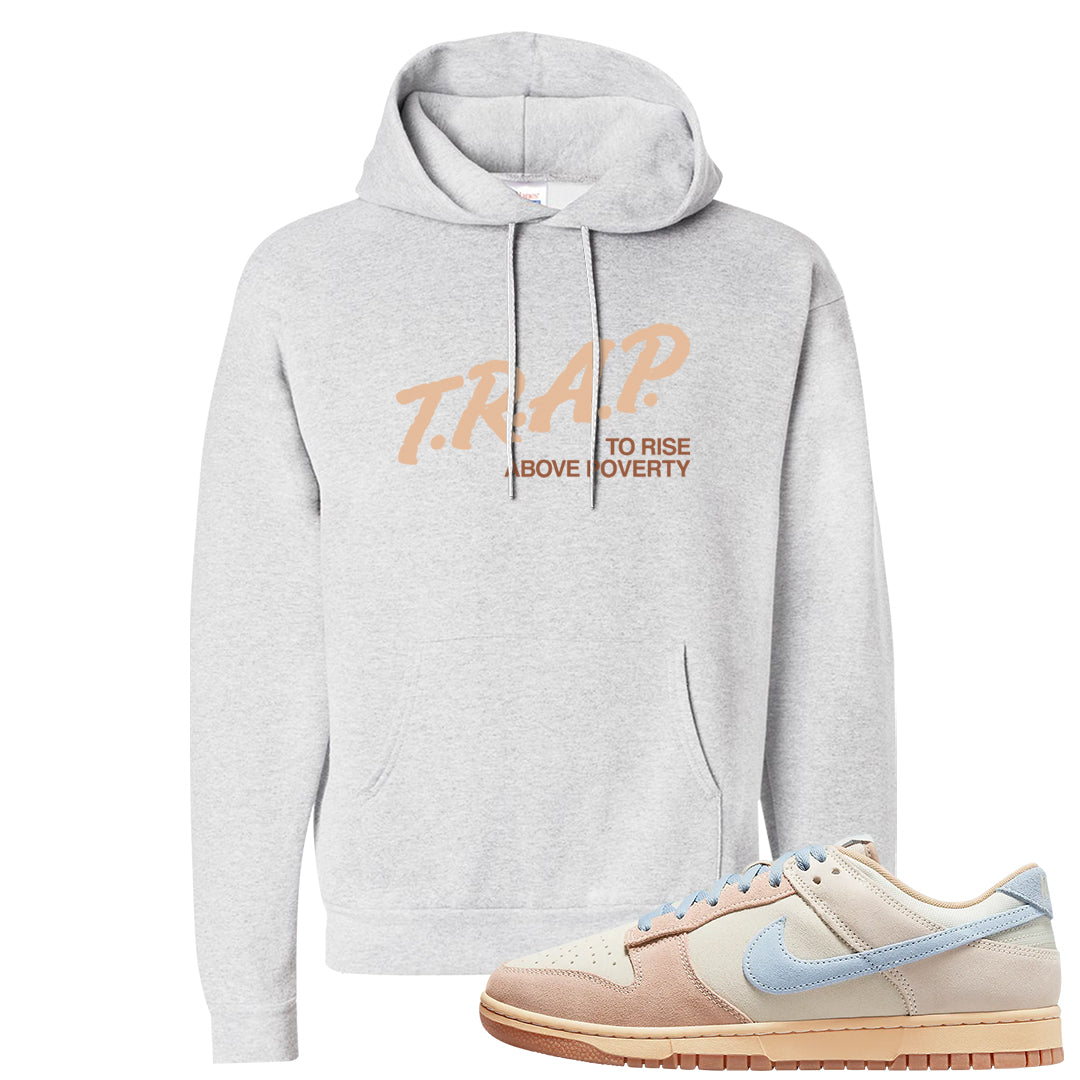 Light Armory Blue Low Dunks Hoodie | Trap To Rise Above Poverty, Ash