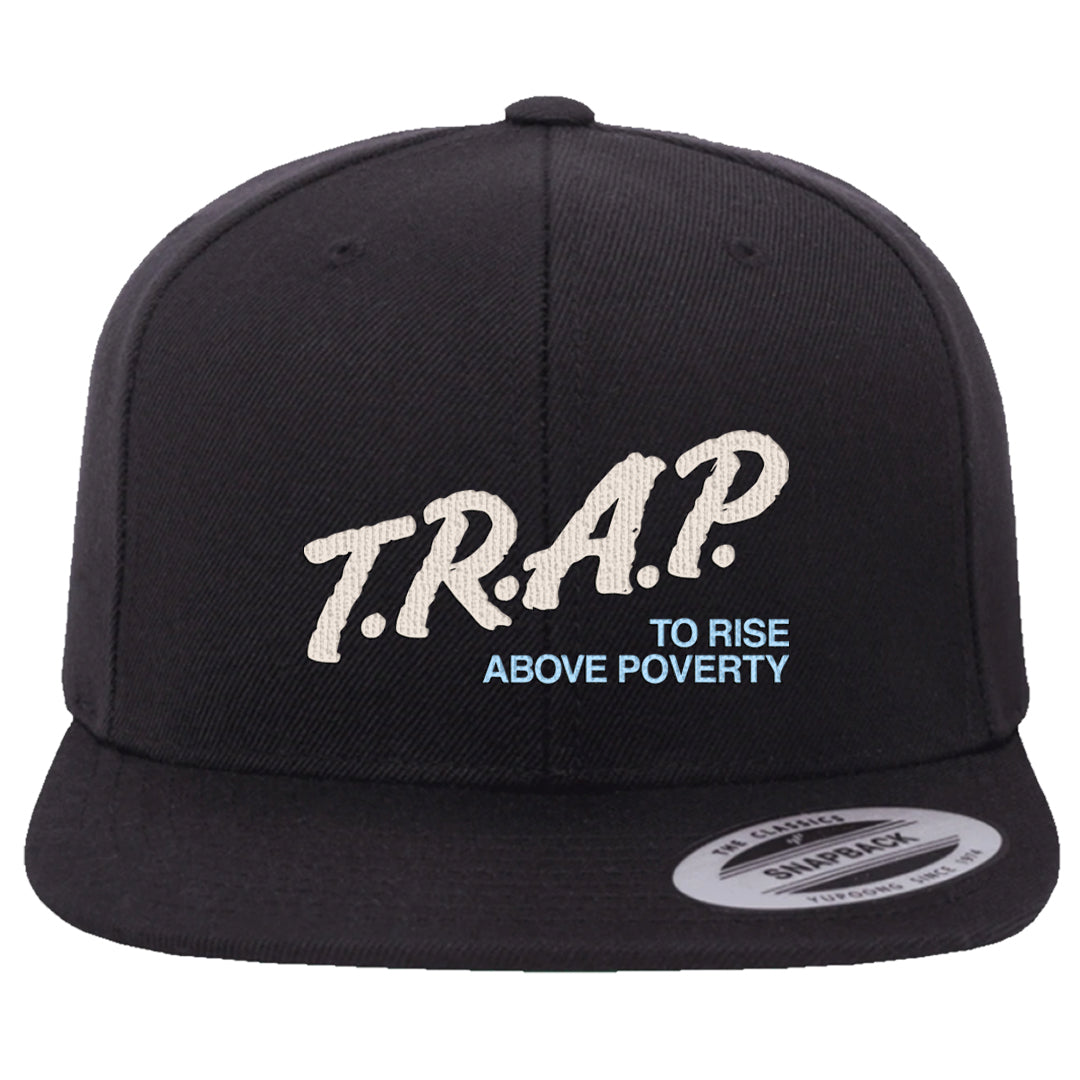 Light Armory Blue Low Dunks Snapback Hat | Trap To Rise Above Poverty, Black