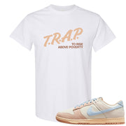 Light Armory Blue Low Dunks T Shirt | Trap To Rise Above Poverty, White