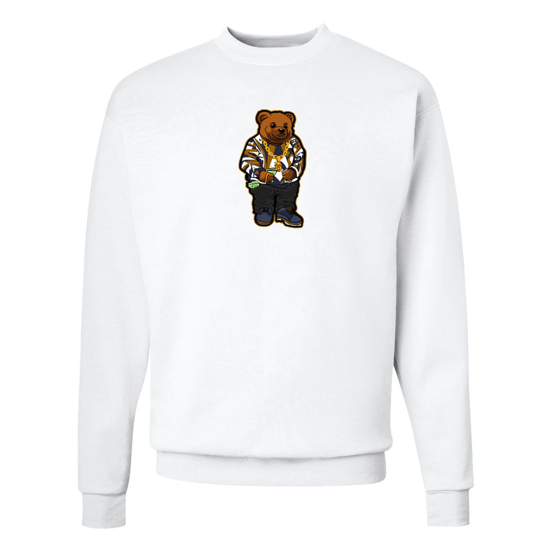 Midnight Navy Ochre Low Dunks Crewneck Sweatshirt | Sweater Bear, White