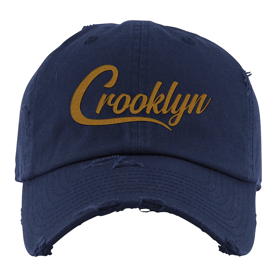 Midnight Navy Ochre Low Dunks Distressed Dad Hat | Crooklyn, Navy