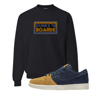 Midnight Navy Ochre Low Dunks Crewneck Sweatshirt | Dunks N Boards, Black
