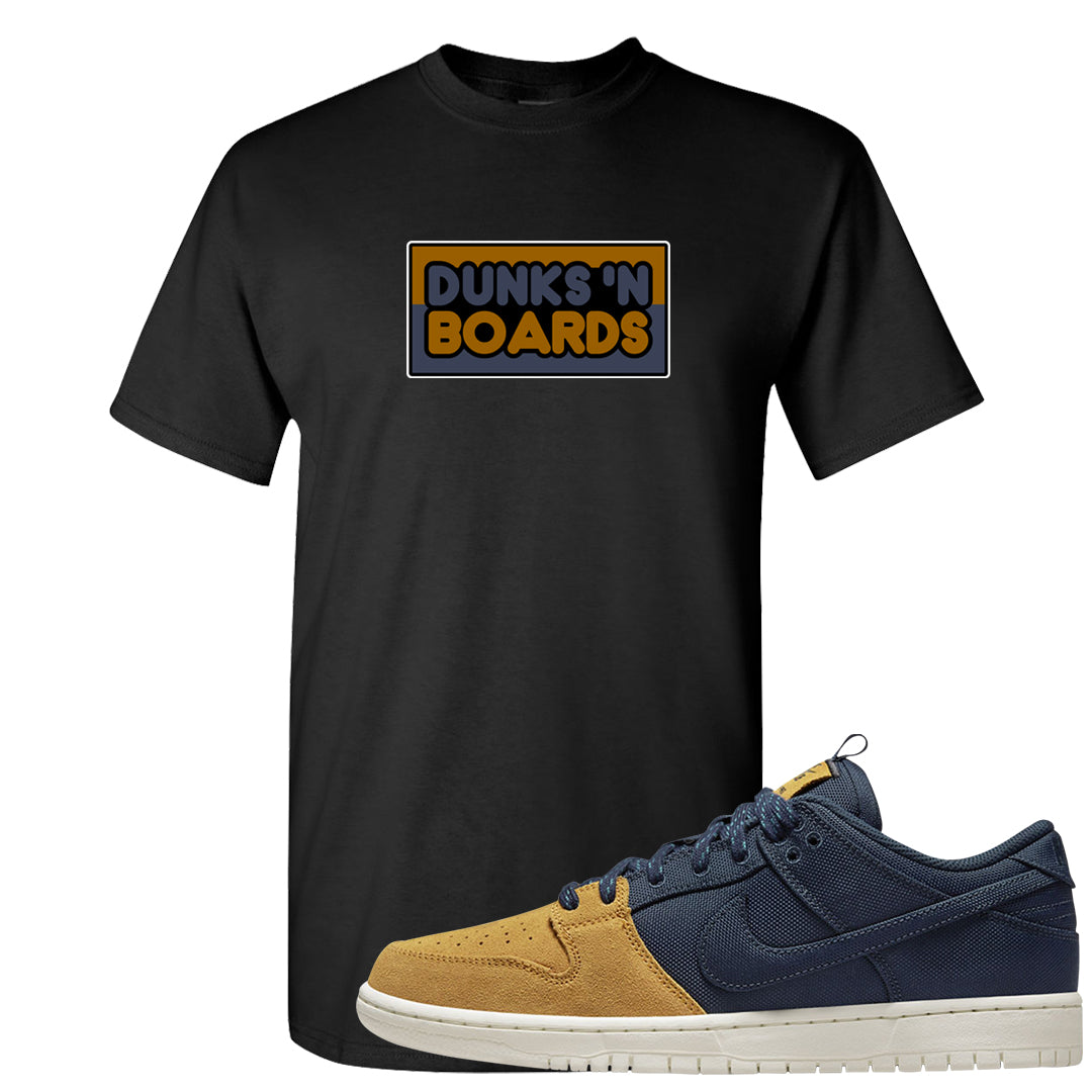 Midnight Navy Ochre Low Dunks T Shirt | Dunks N Boards, Black