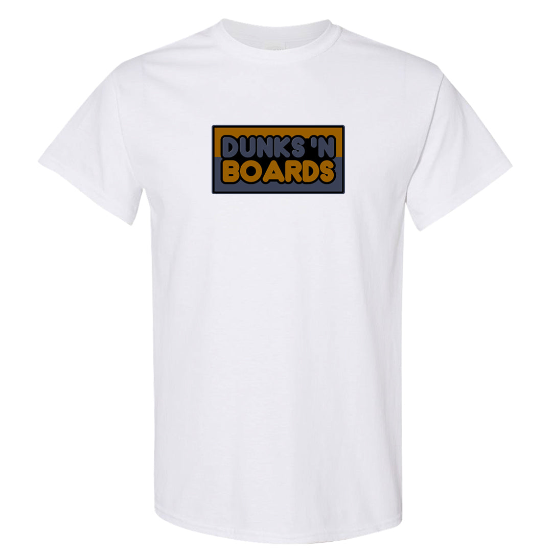 Midnight Navy Ochre Low Dunks T Shirt | Dunks N Boards, White