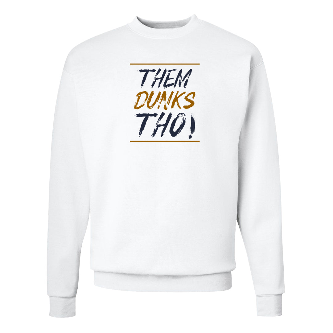 Midnight Navy Ochre Low Dunks Crewneck Sweatshirt | Them Dunks Tho, White