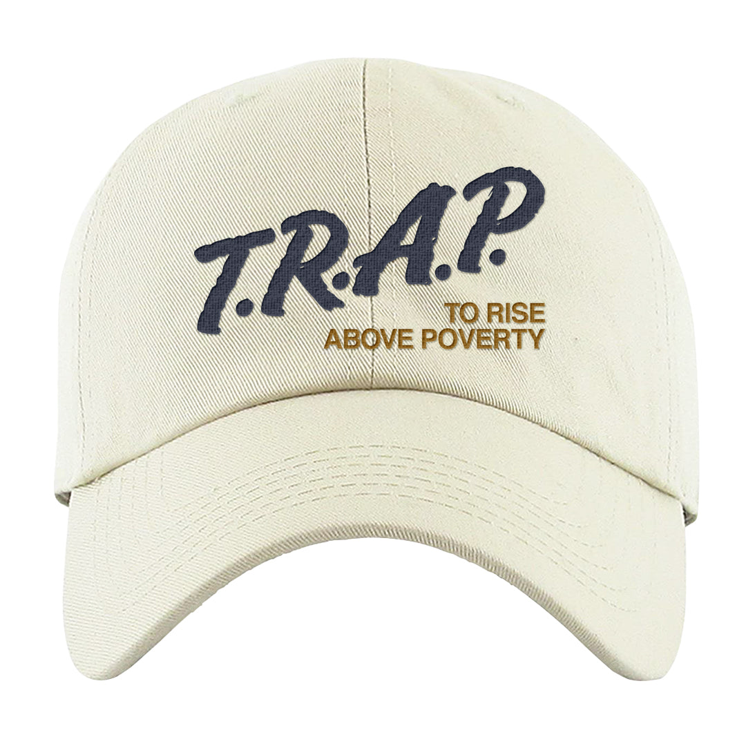 Midnight Navy Ochre Low Dunks Dad Hat | Trap To Rise Above Poverty, White