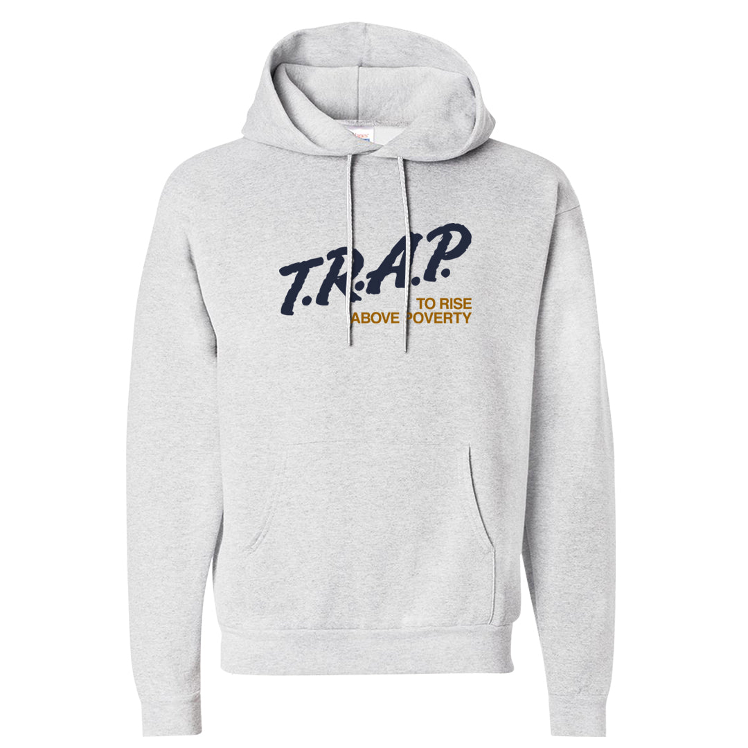 Midnight Navy Ochre Low Dunks Hoodie | Trap To Rise Above Poverty, Ash