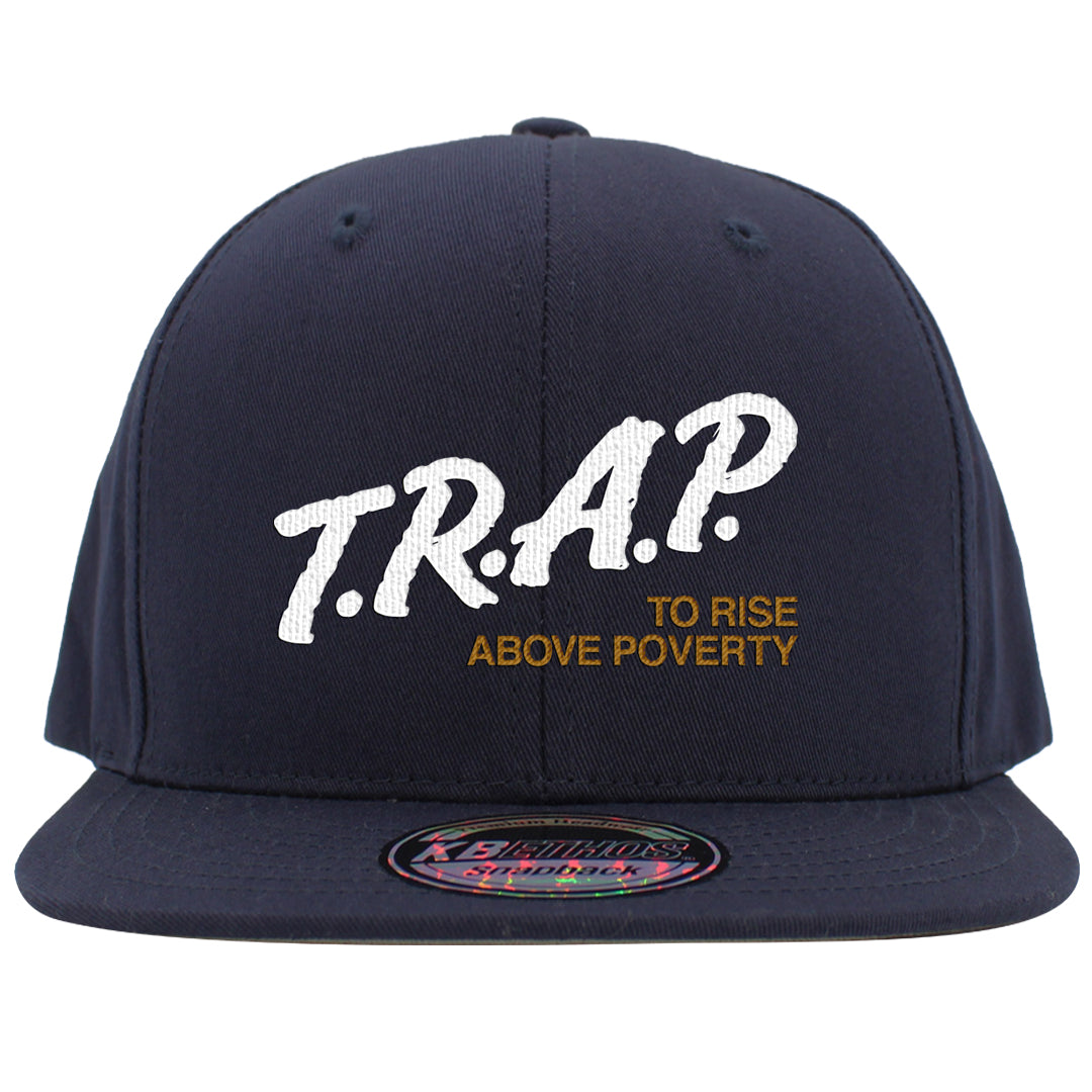Midnight Navy Ochre Low Dunks Snapback Hat | Trap To Rise Above Poverty, Navy