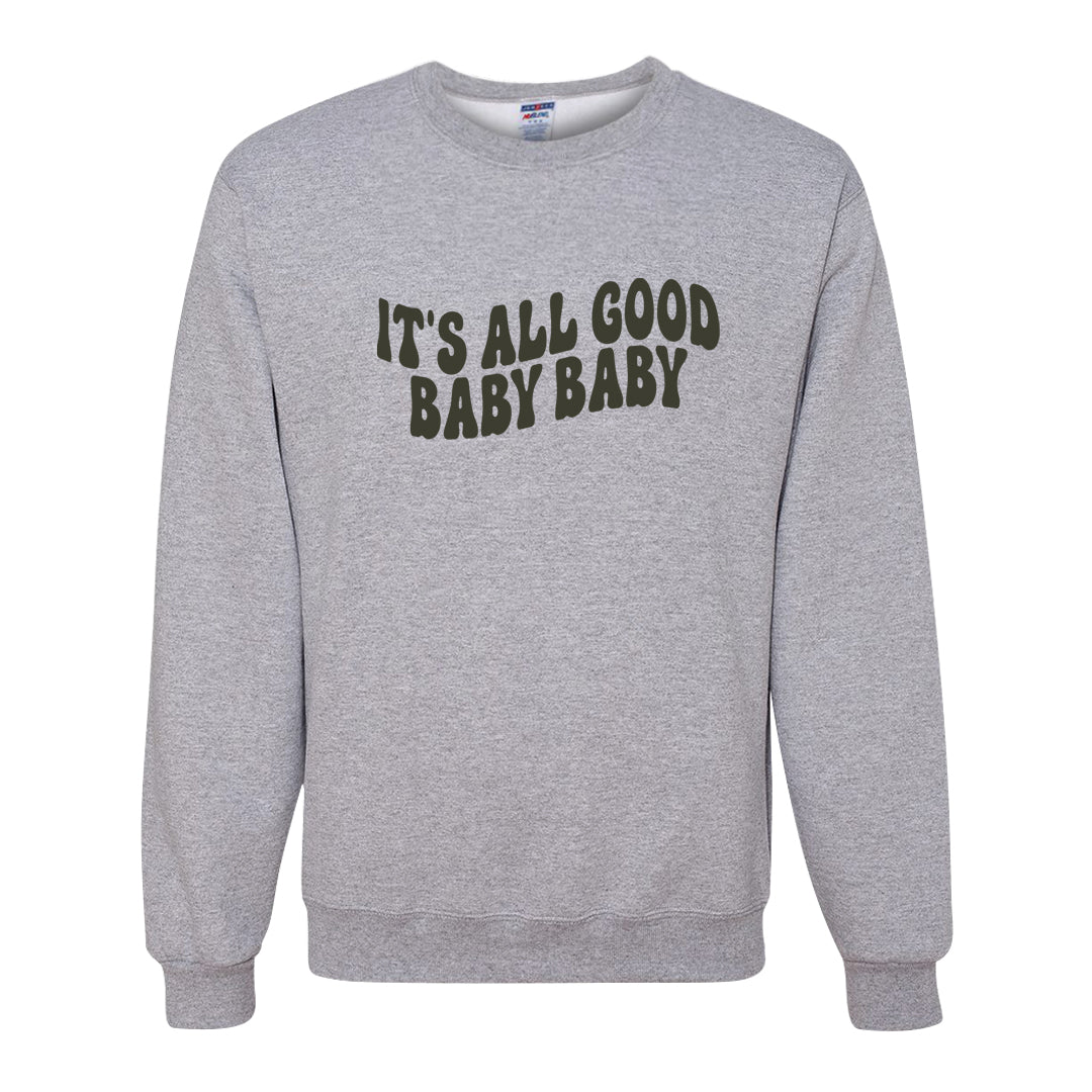 Muted Olive Grey Low Dunks Crewneck Sweatshirt | All Good Baby, Ash