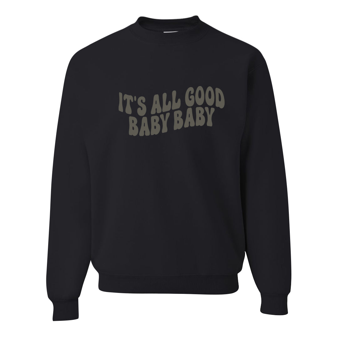 Muted Olive Grey Low Dunks Crewneck Sweatshirt | All Good Baby, Black