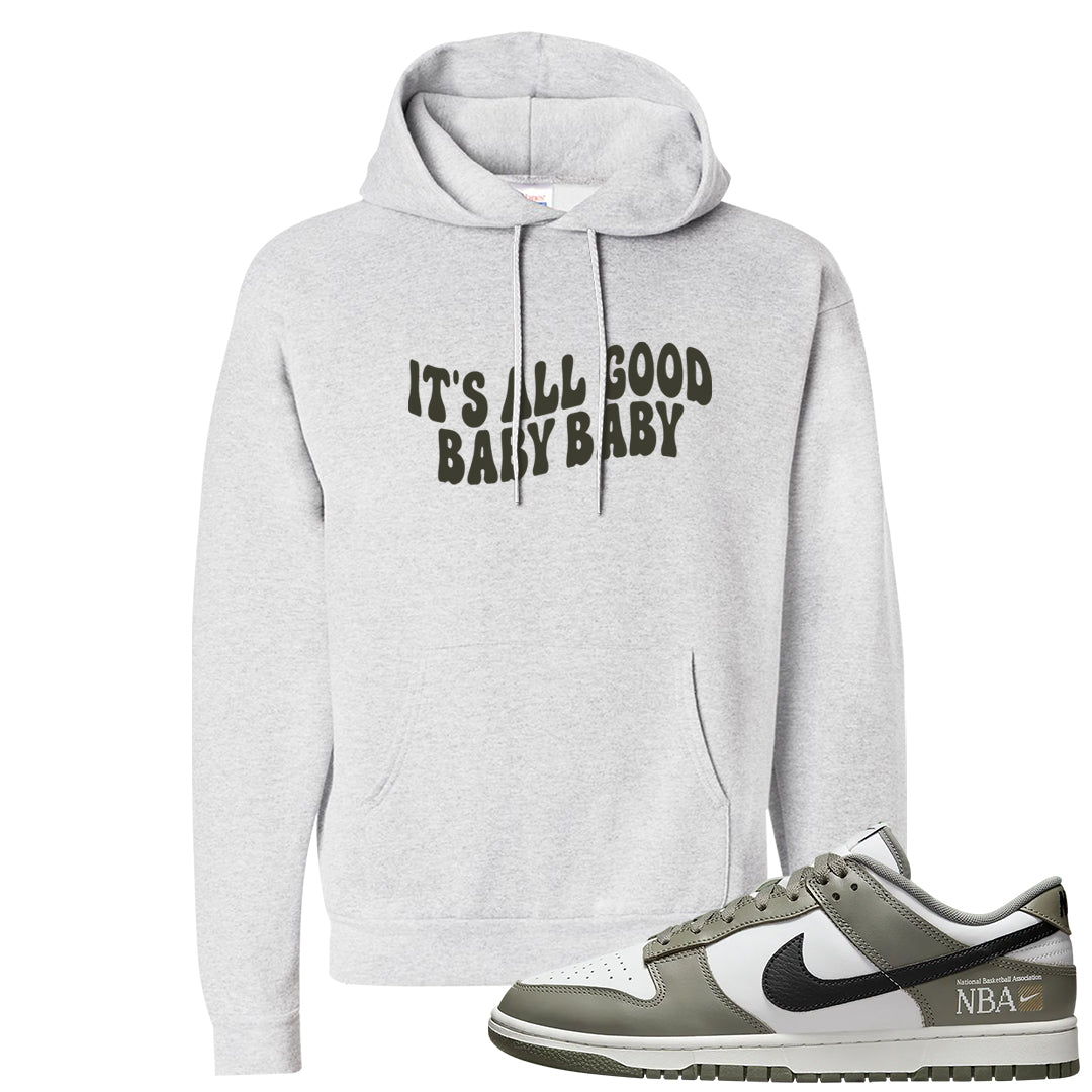 Muted Olive Grey Low Dunks Hoodie | All Good Baby, Ash