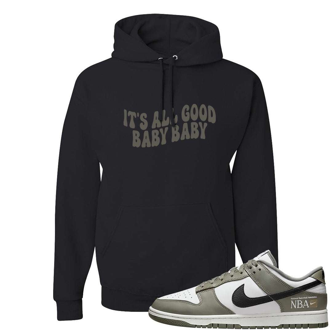 Muted Olive Grey Low Dunks Hoodie | All Good Baby, Black