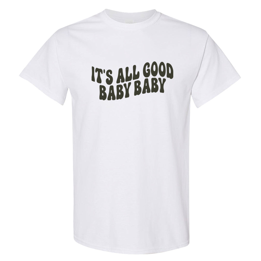 Muted Olive Grey Low Dunks T Shirt | All Good Baby, White