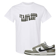 Muted Olive Grey Low Dunks T Shirt | All Good Baby, White