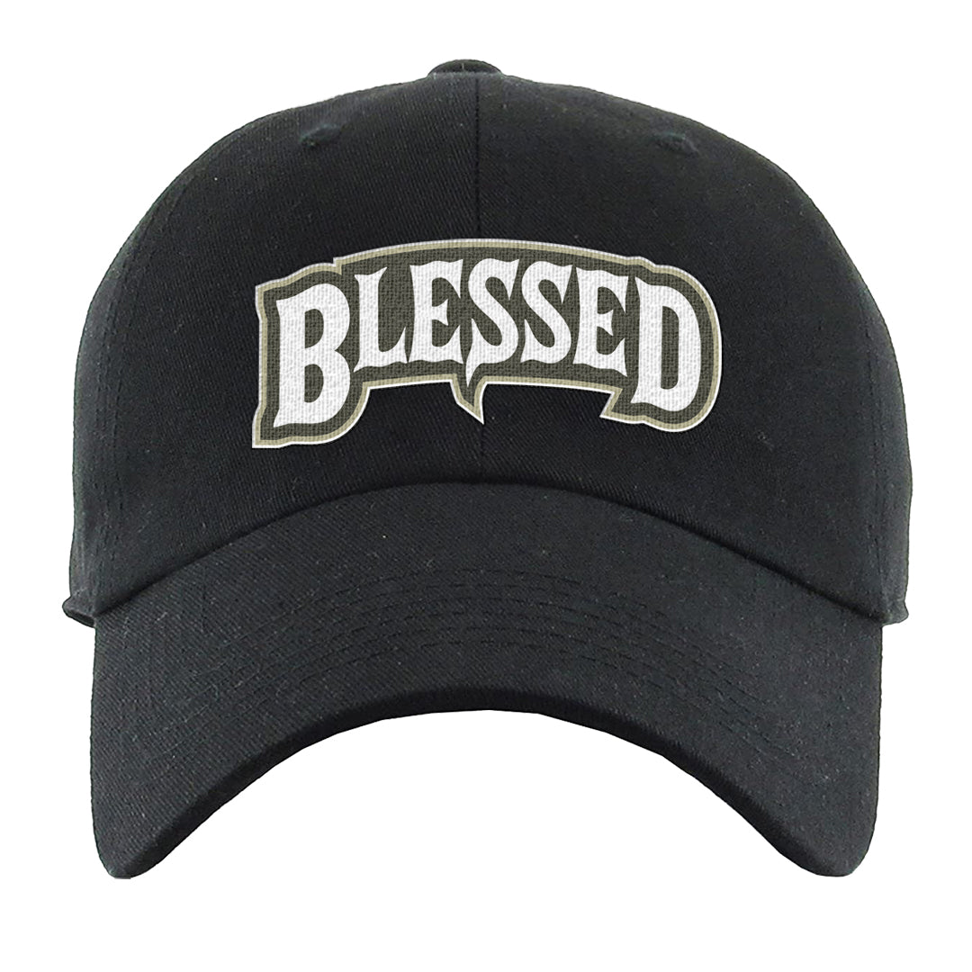 Muted Olive Grey Low Dunks Dad Hat | Blessed Arch, Black