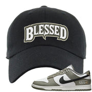 Muted Olive Grey Low Dunks Dad Hat | Blessed Arch, Black