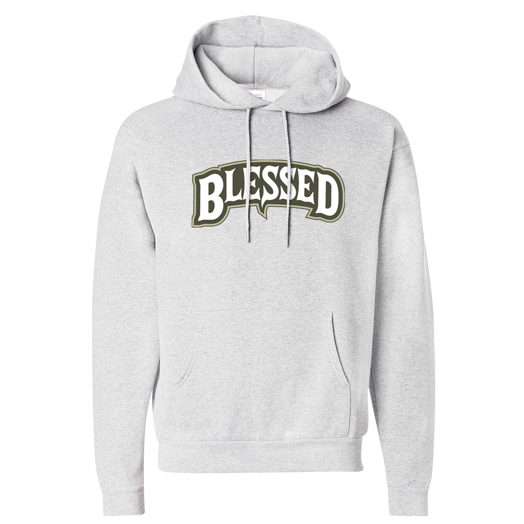 Muted Olive Grey Low Dunks Hoodie | Blessed Arch, Ash