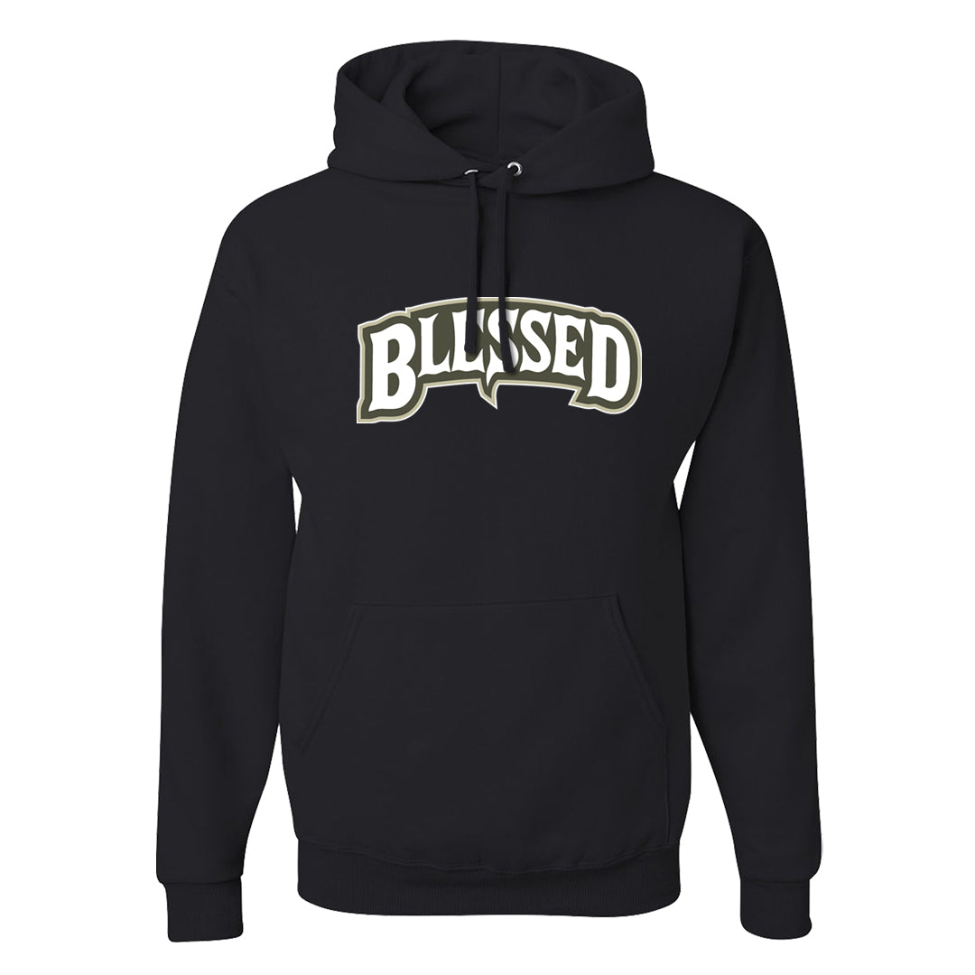 Muted Olive Grey Low Dunks Hoodie | Blessed Arch, Black