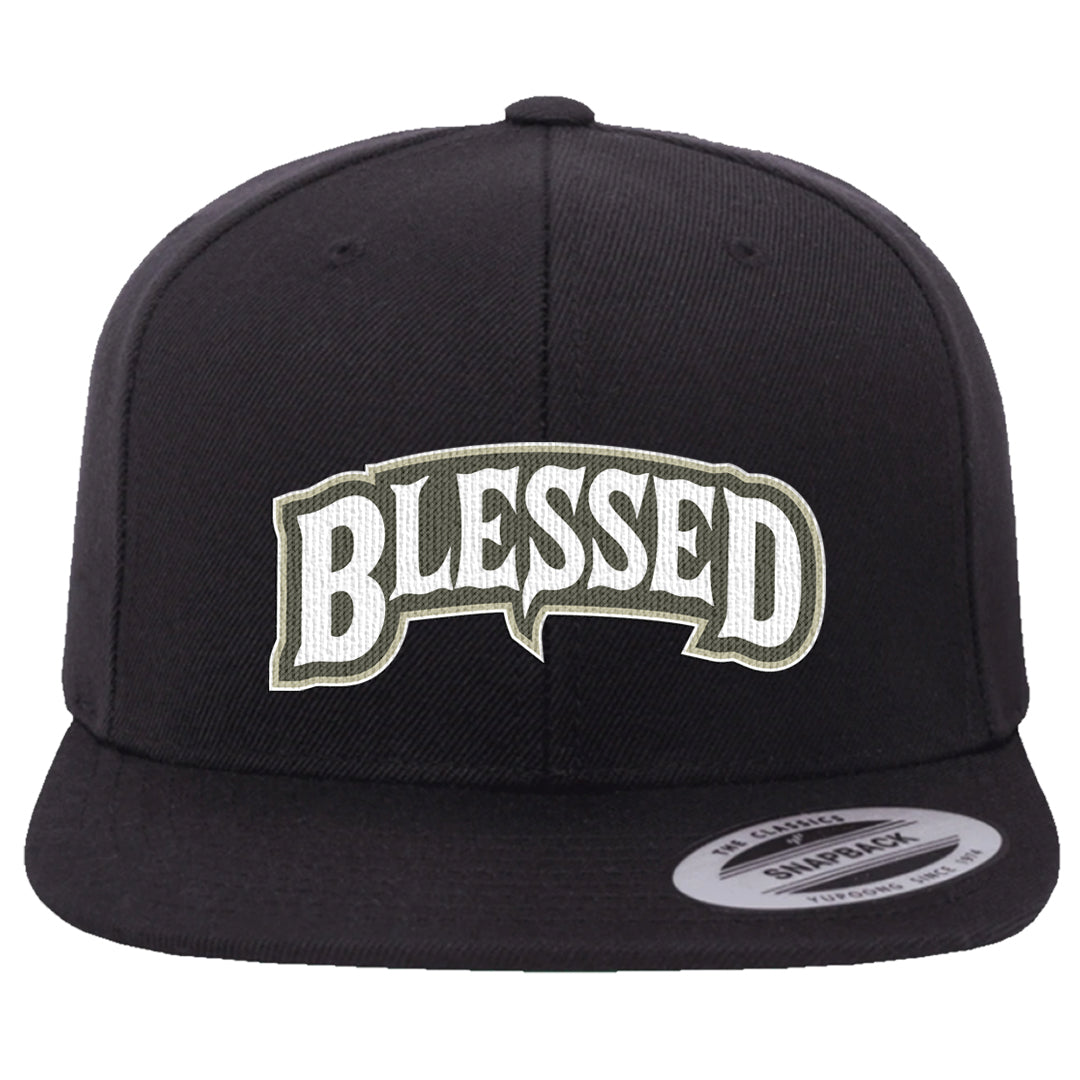 Muted Olive Grey Low Dunks Snapback Hat | Blessed Arch, Black