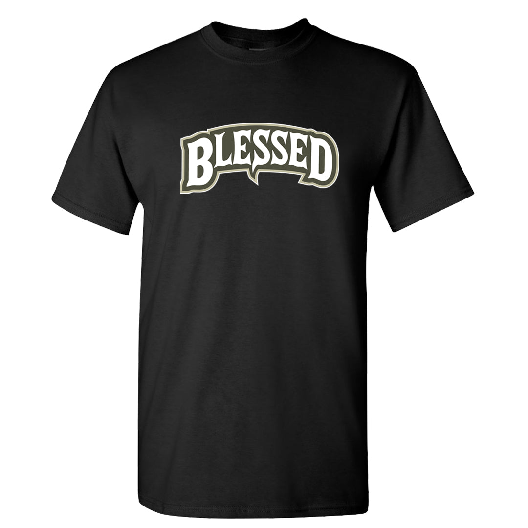 Muted Olive Grey Low Dunks T Shirt | Blessed Arch, Black