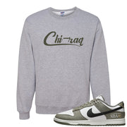 Muted Olive Grey Low Dunks Crewneck Sweatshirt | Chiraq, Ash