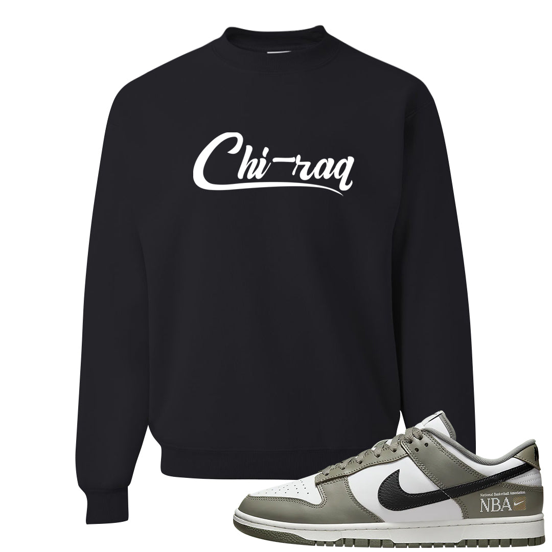 Muted Olive Grey Low Dunks Crewneck Sweatshirt | Chiraq, Black