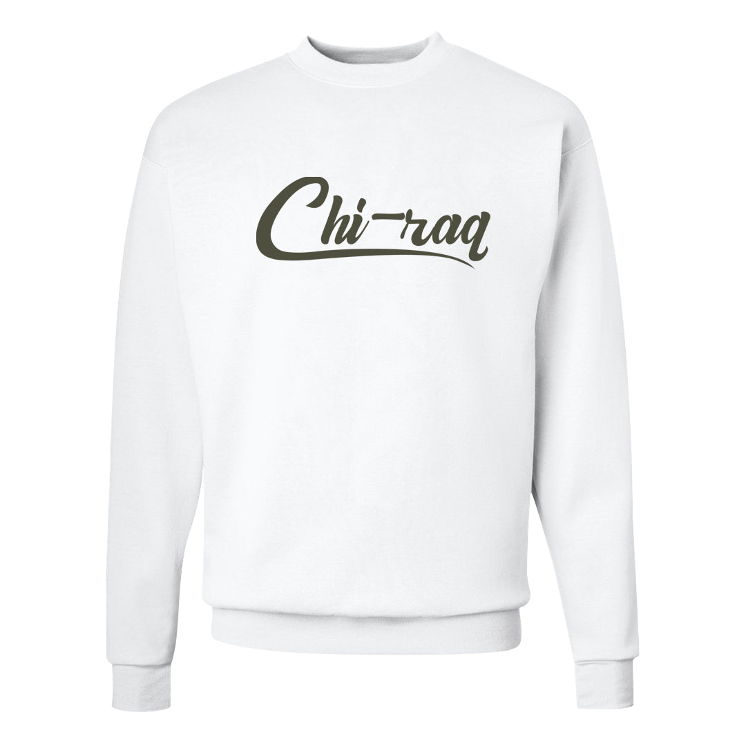 Muted Olive Grey Low Dunks Crewneck Sweatshirt | Chiraq, White