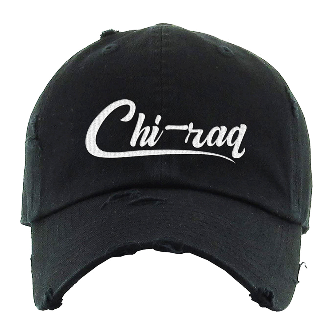 Muted Olive Grey Low Dunks Distressed Dad Hat | Chiraq, Black