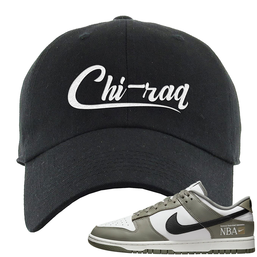 Muted Olive Grey Low Dunks Dad Hat | Chiraq, Black