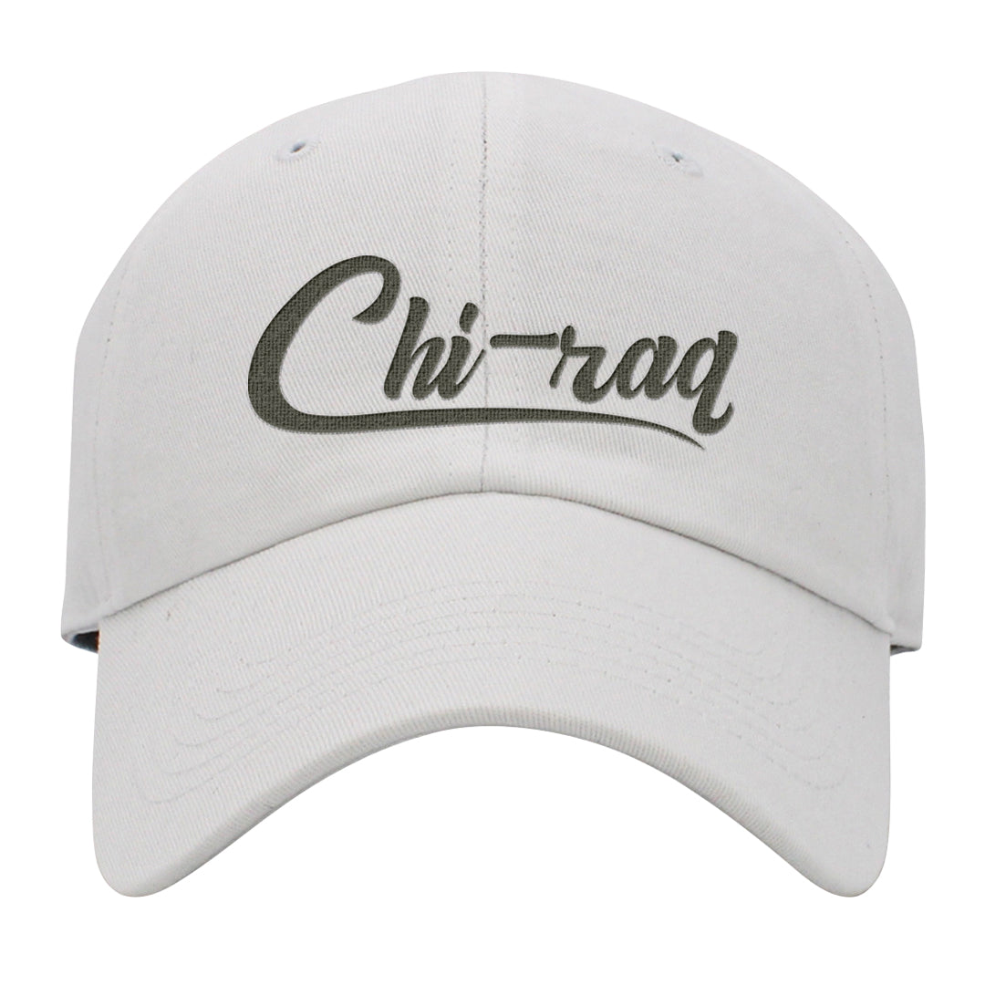 Muted Olive Grey Low Dunks Dad Hat | Chiraq, White