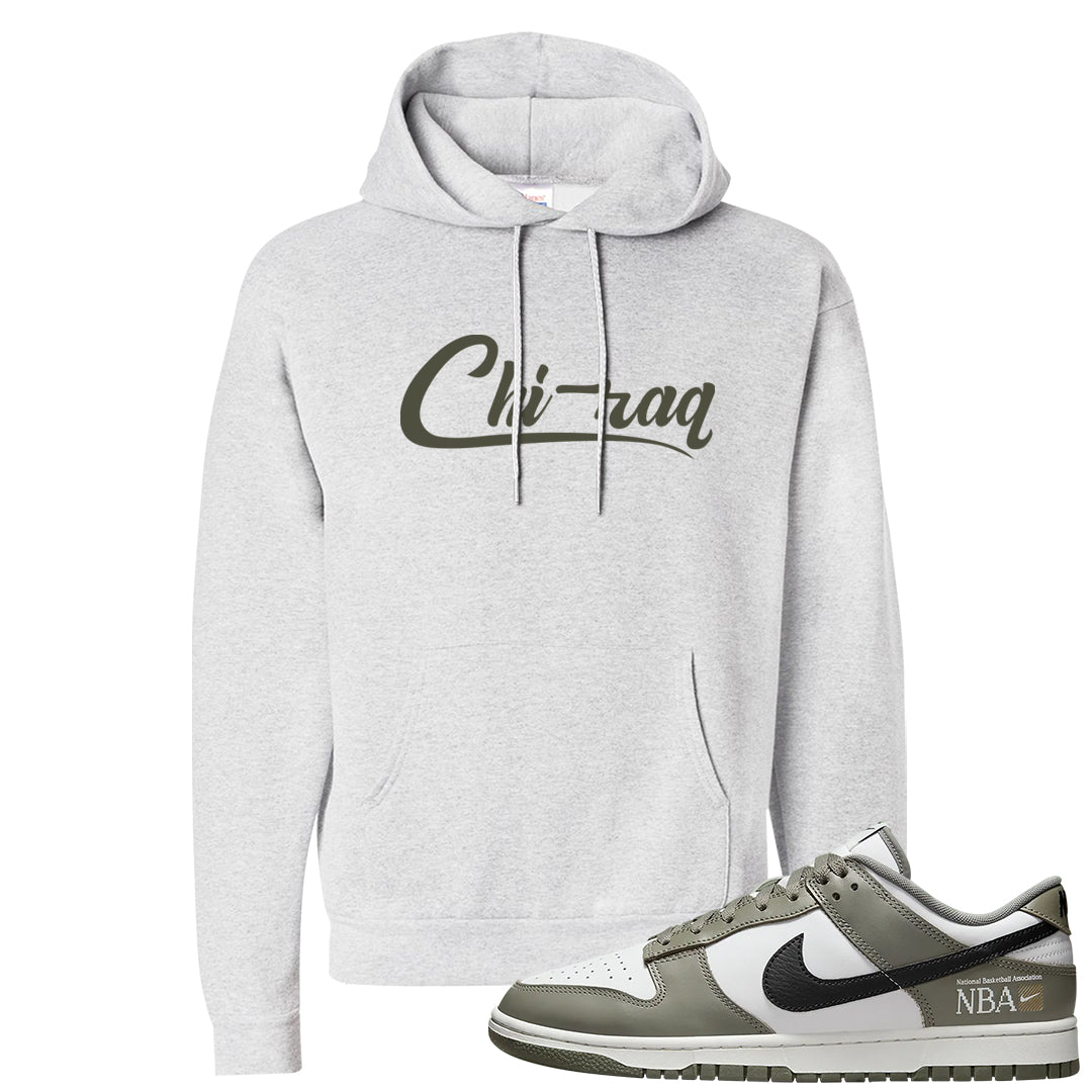 Muted Olive Grey Low Dunks Hoodie | Chiraq, Ash