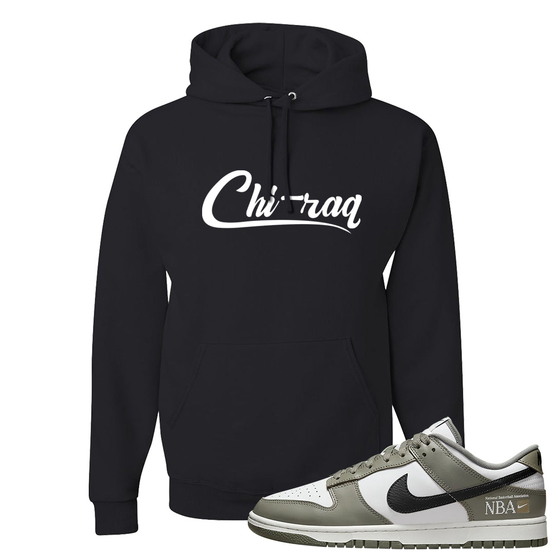 Muted Olive Grey Low Dunks Hoodie | Chiraq, Black