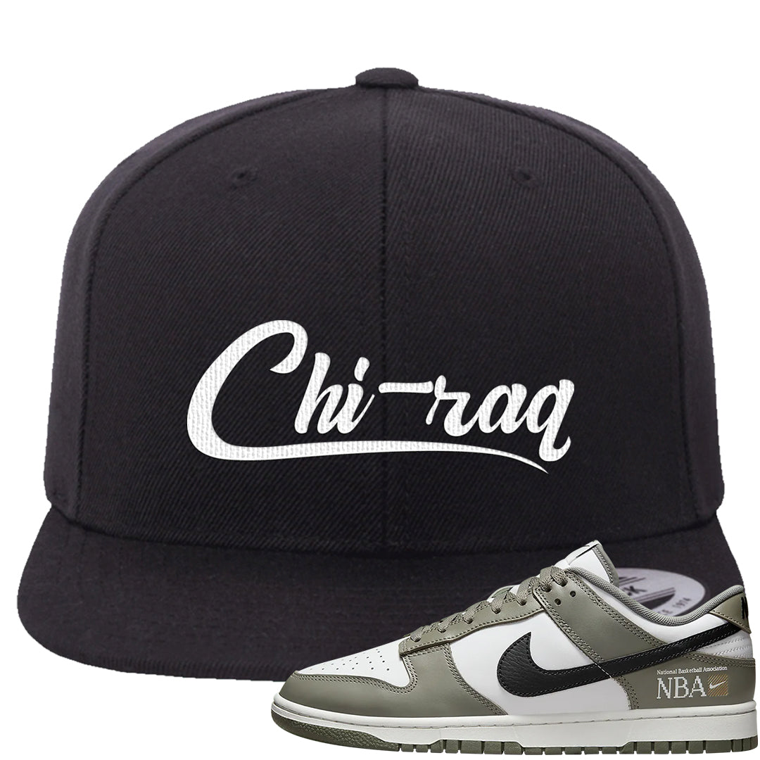 Muted Olive Grey Low Dunks Snapback Hat | Chiraq, Black