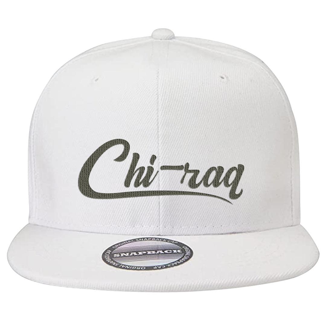 Muted Olive Grey Low Dunks Snapback Hat | Chiraq, White