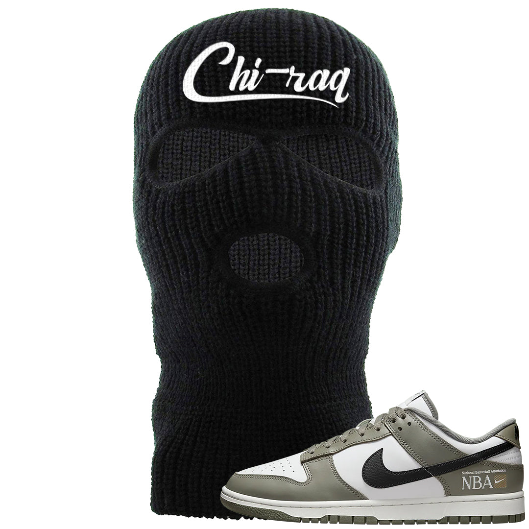 Muted Olive Grey Low Dunks Ski Mask | Chiraq, Black