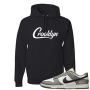 Muted Olive Grey Low Dunks Hoodie | Crooklyn, Black