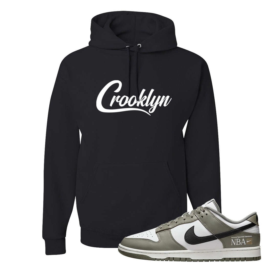 Muted Olive Grey Low Dunks Hoodie | Crooklyn, Black