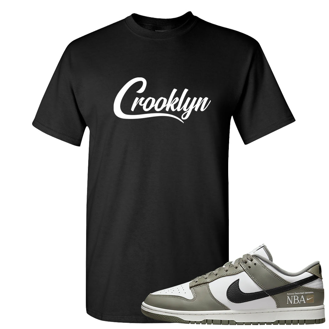 Muted Olive Grey Low Dunks T Shirt | Crooklyn, Black