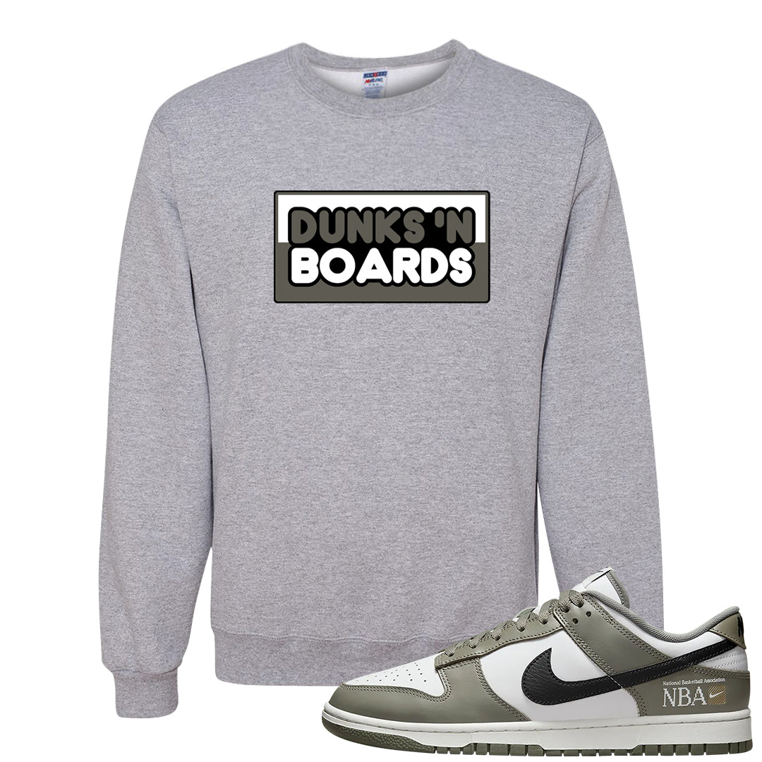 Muted Olive Grey Low Dunks Crewneck Sweatshirt | Dunks N Boards, Ash