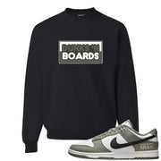 Muted Olive Grey Low Dunks Crewneck Sweatshirt | Dunks N Boards, Black