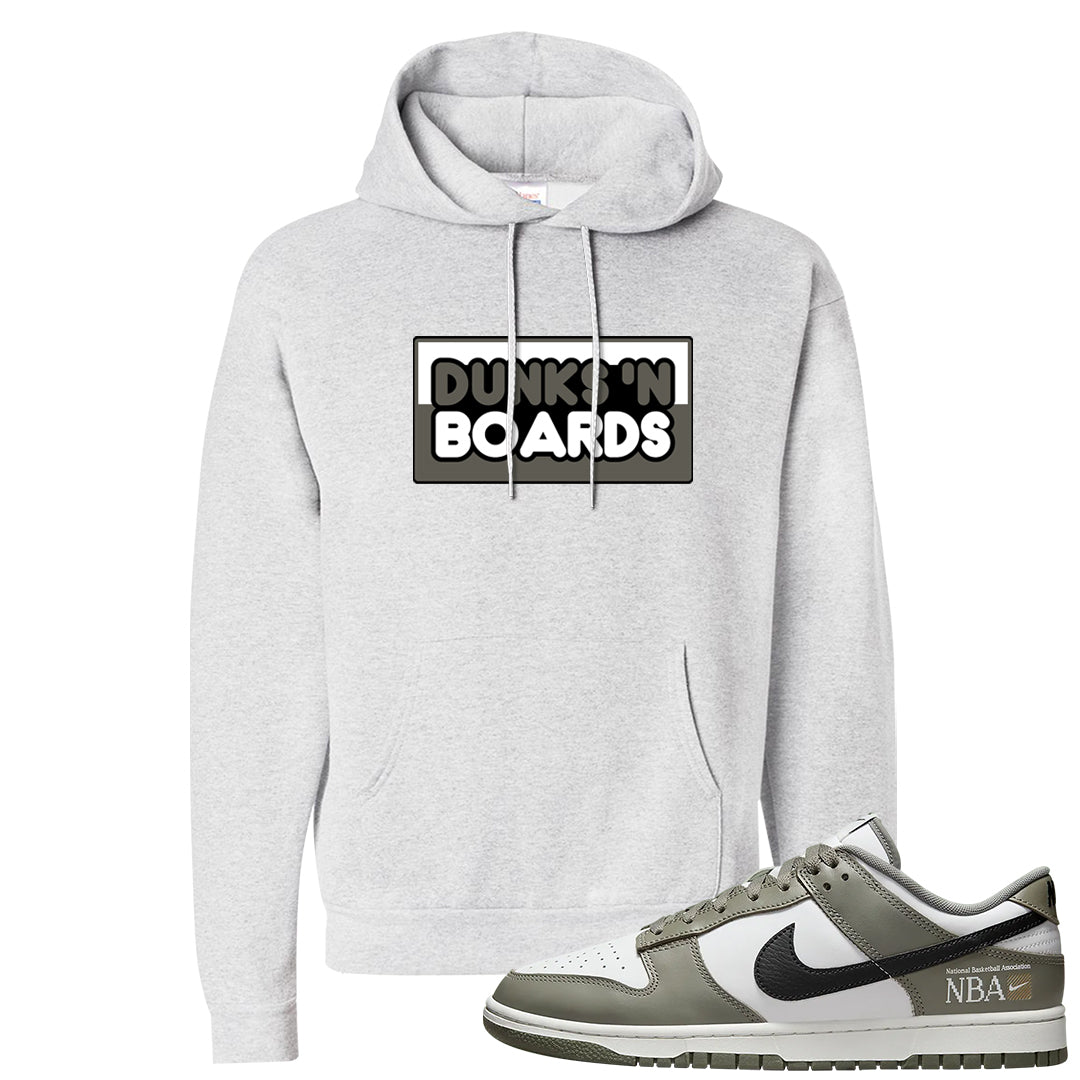 Muted Olive Grey Low Dunks Hoodie | Dunks N Boards, Ash