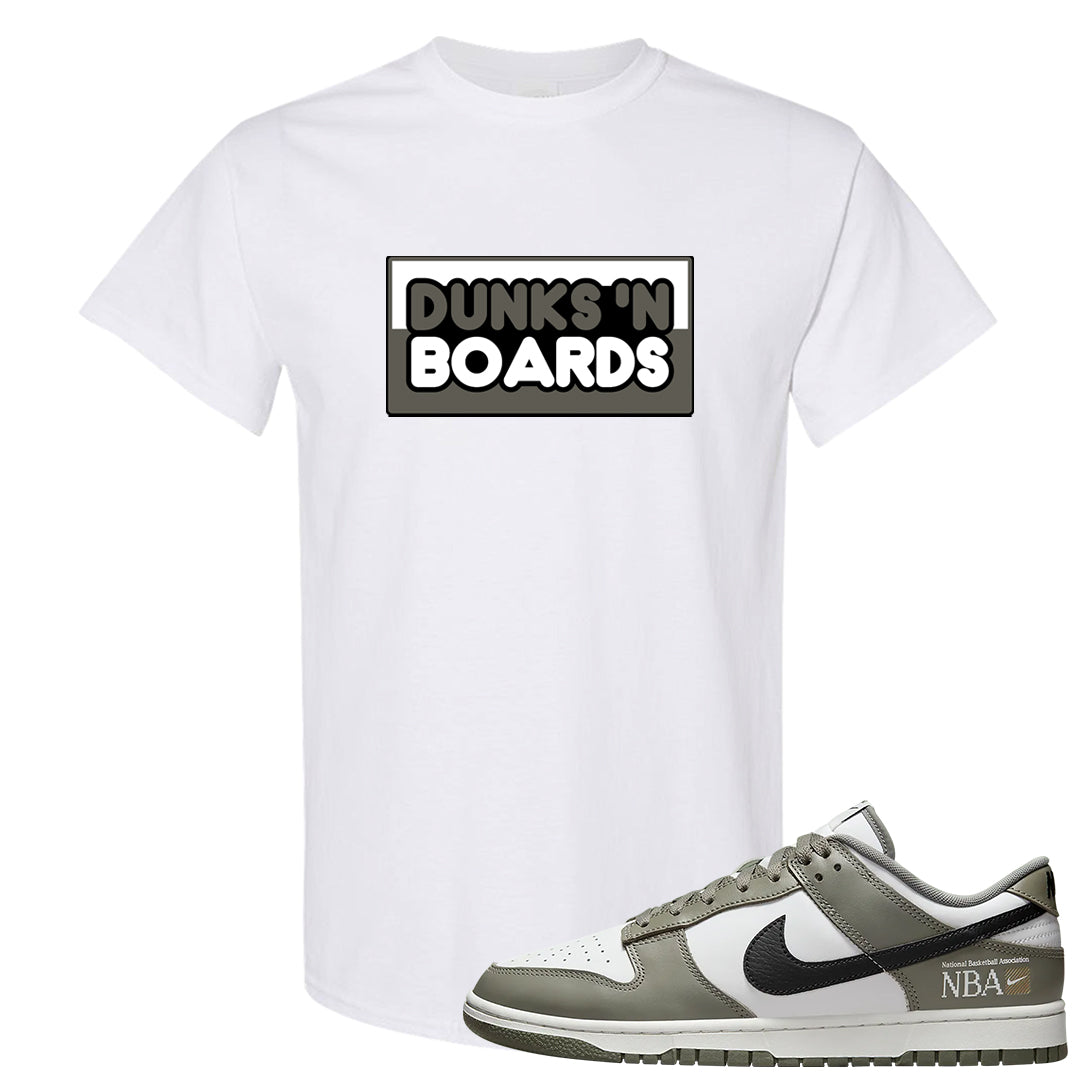 Muted Olive Grey Low Dunks T Shirt | Dunks N Boards, White