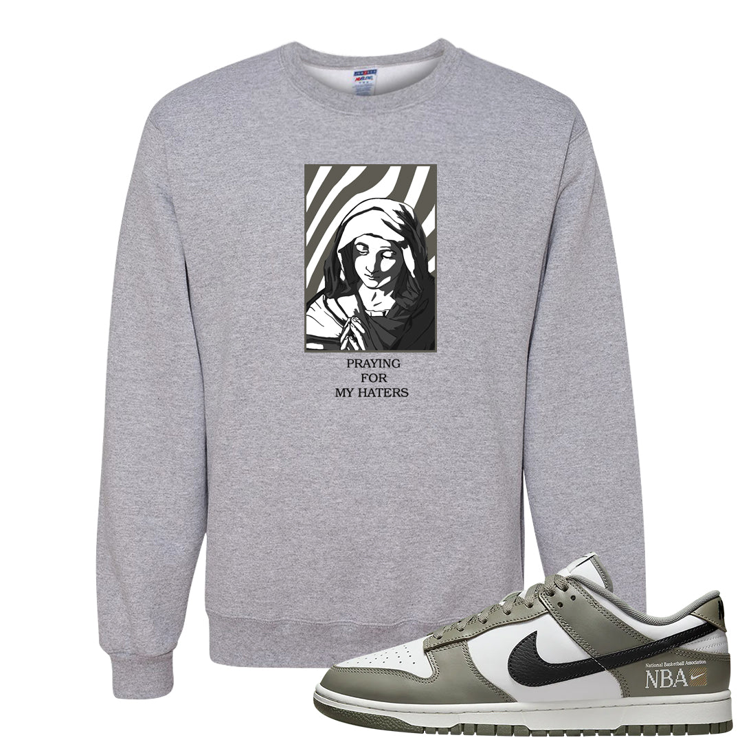 Muted Olive Grey Low Dunks Crewneck Sweatshirt | God Told Me, Ash