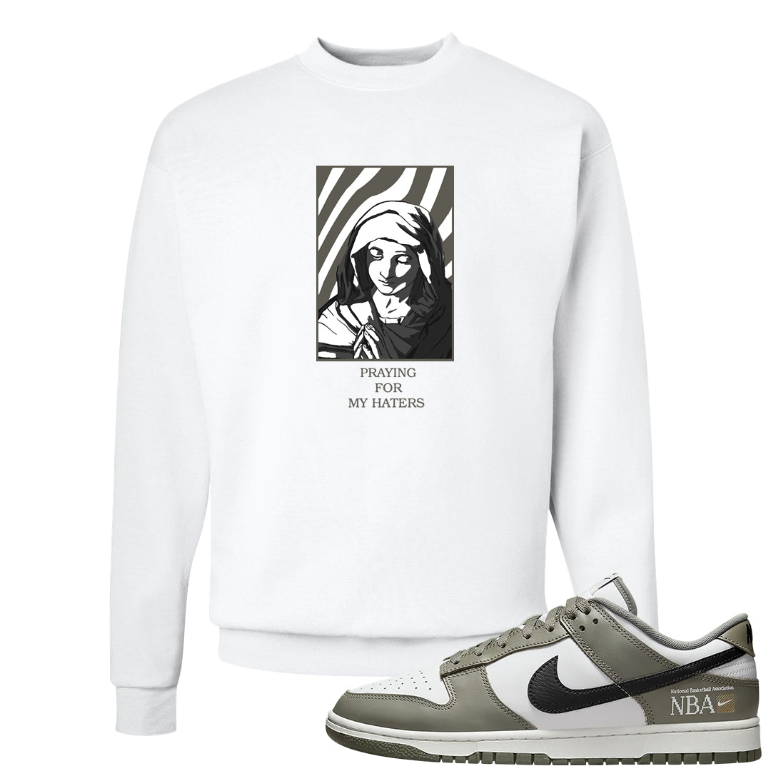 Muted Olive Grey Low Dunks Crewneck Sweatshirt | God Told Me, White