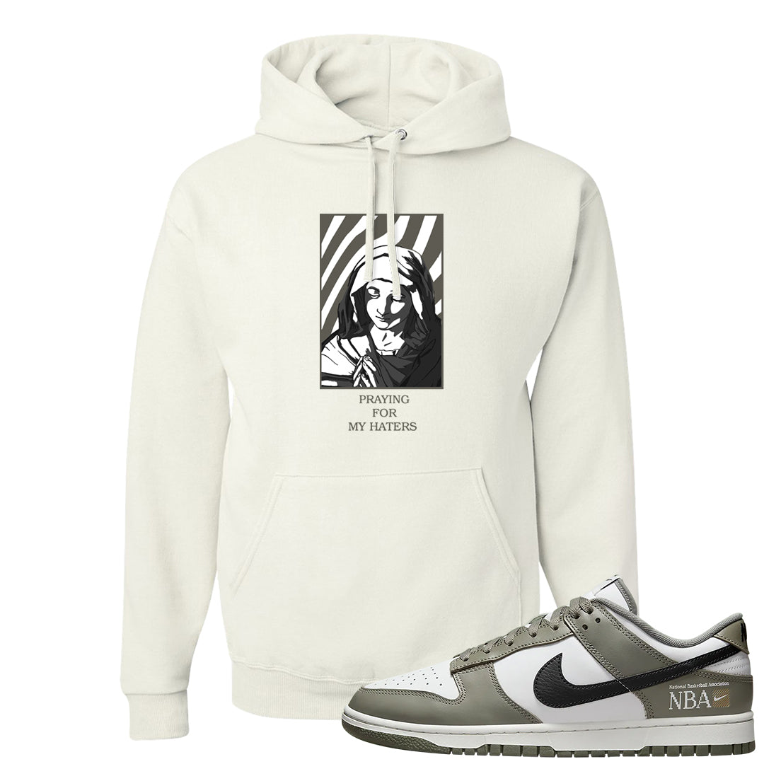 Muted Olive Grey Low Dunks Hoodie | God Told Me, White