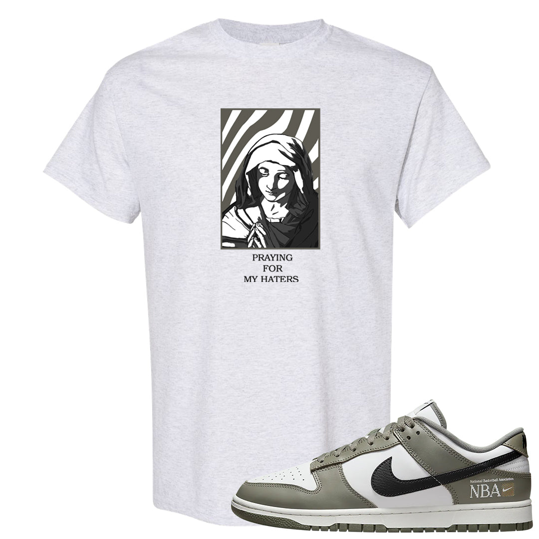 Muted Olive Grey Low Dunks T Shirt | God Told Me, Ash